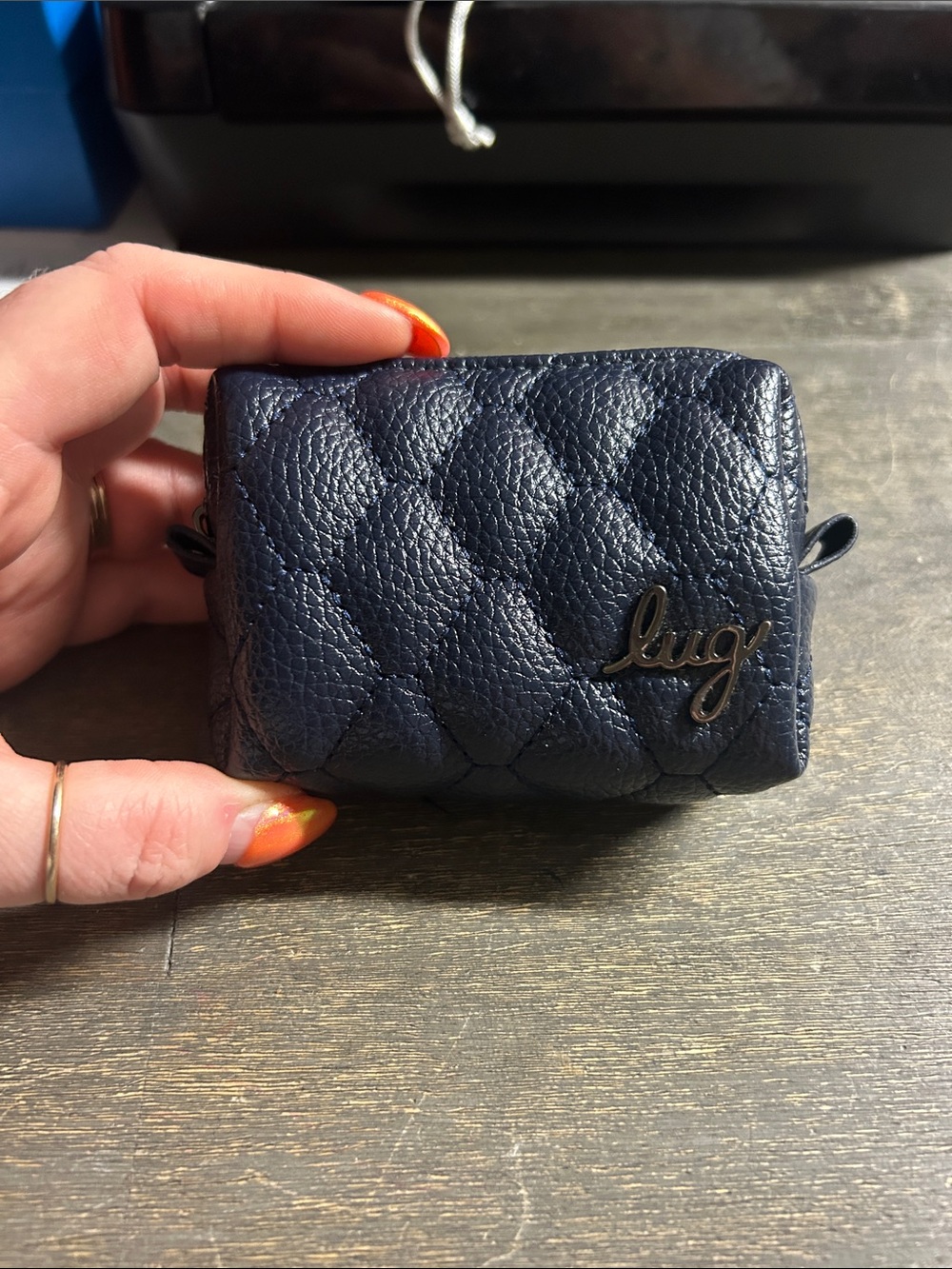lug Quilted Mini Crossbody Card Holder - Navy Lug Choo Choo Mini VL